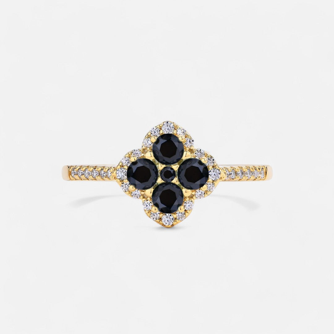 Sterling Silver Midnight Blossom Ring - Dolce Vincita