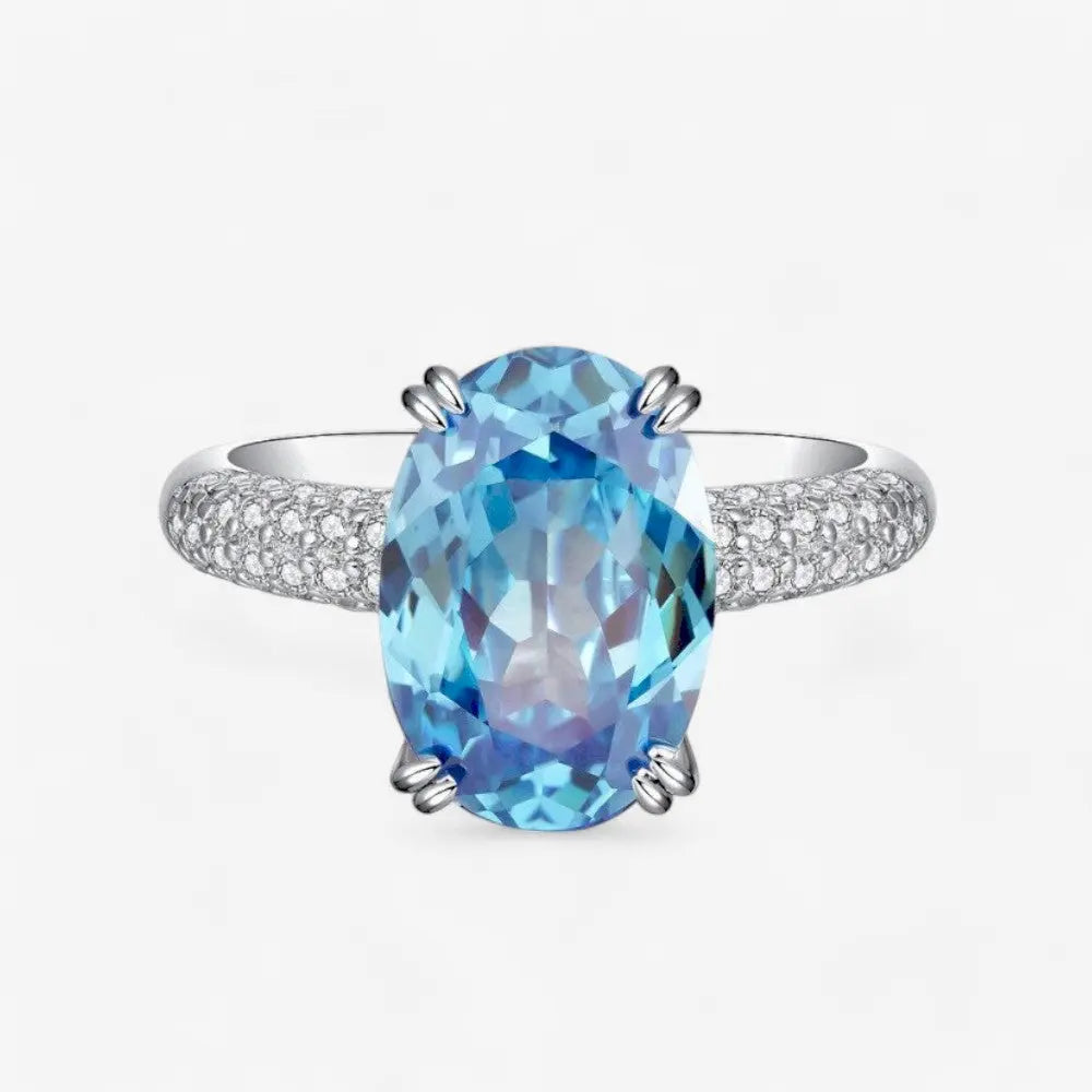 Sterling Silver Oval-Cut Pavé Band Ring - Open Jewellery