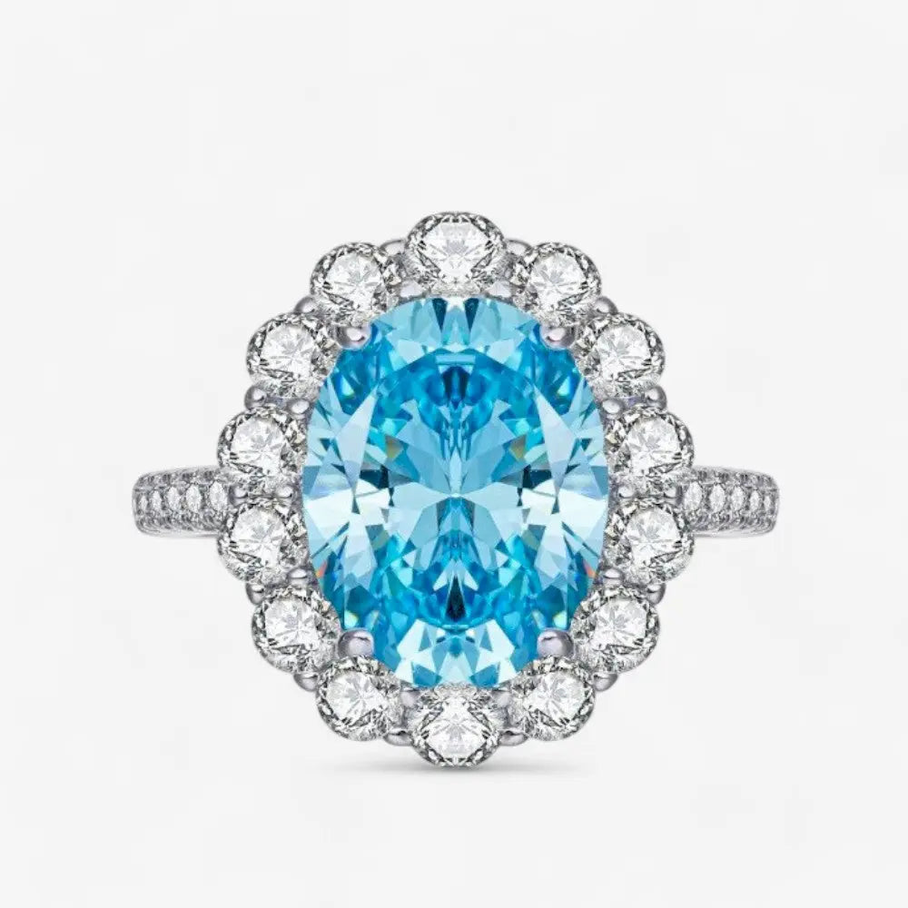 Sterling Silver Oval Halo Ring - Dolce Vincita