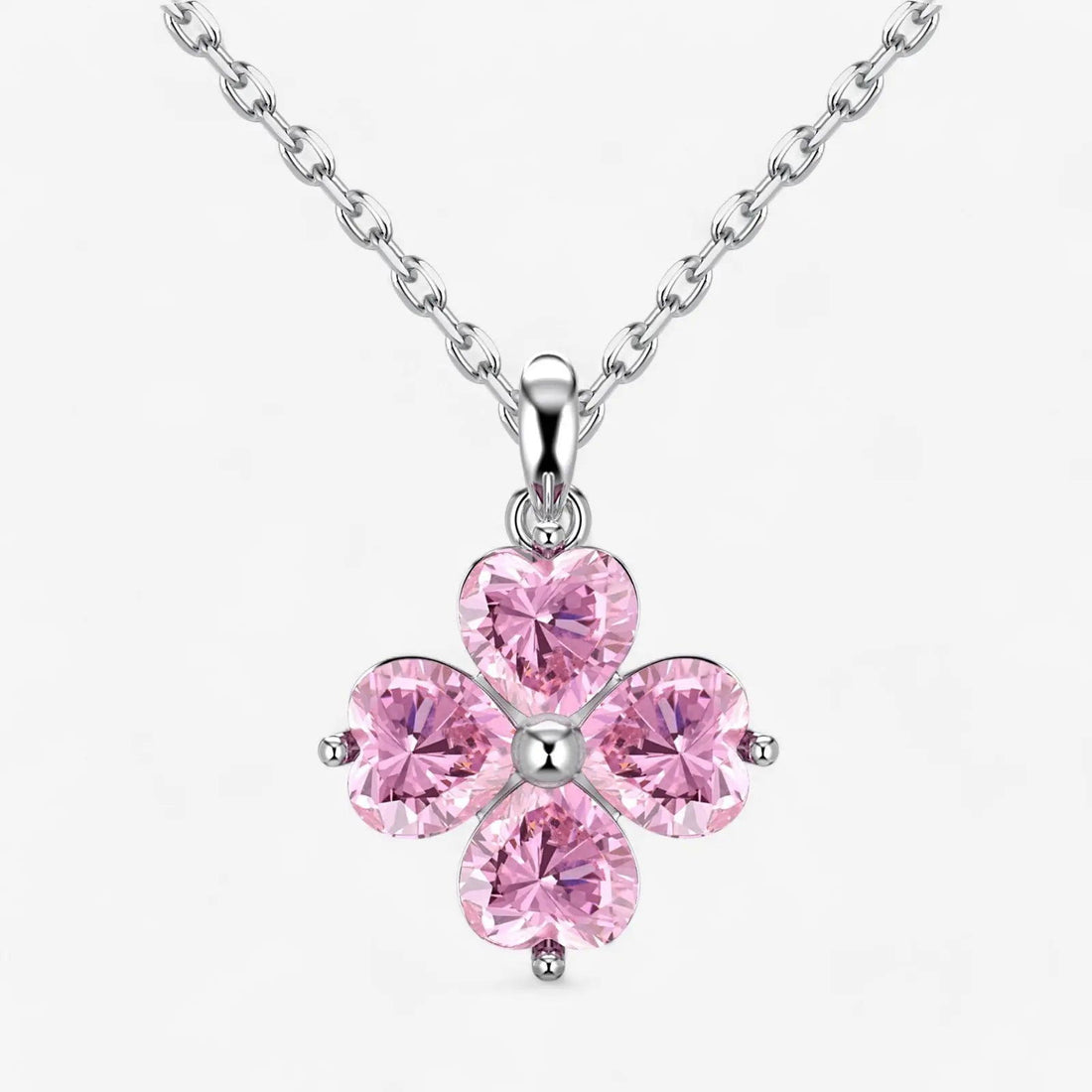 Sterling Silver Pink Clover Pendant - Dolce Vincita