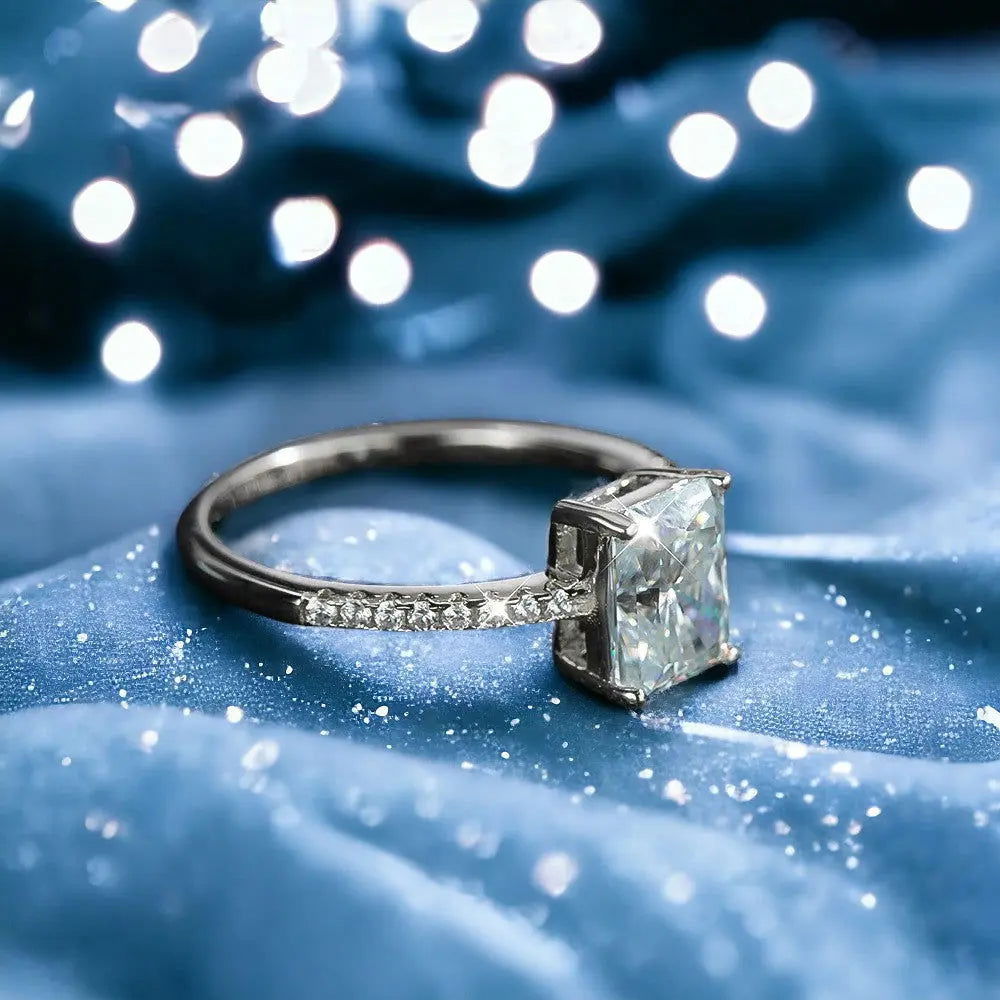 Sterling Silver Radiant Cut Ring - Dolce Vincita
