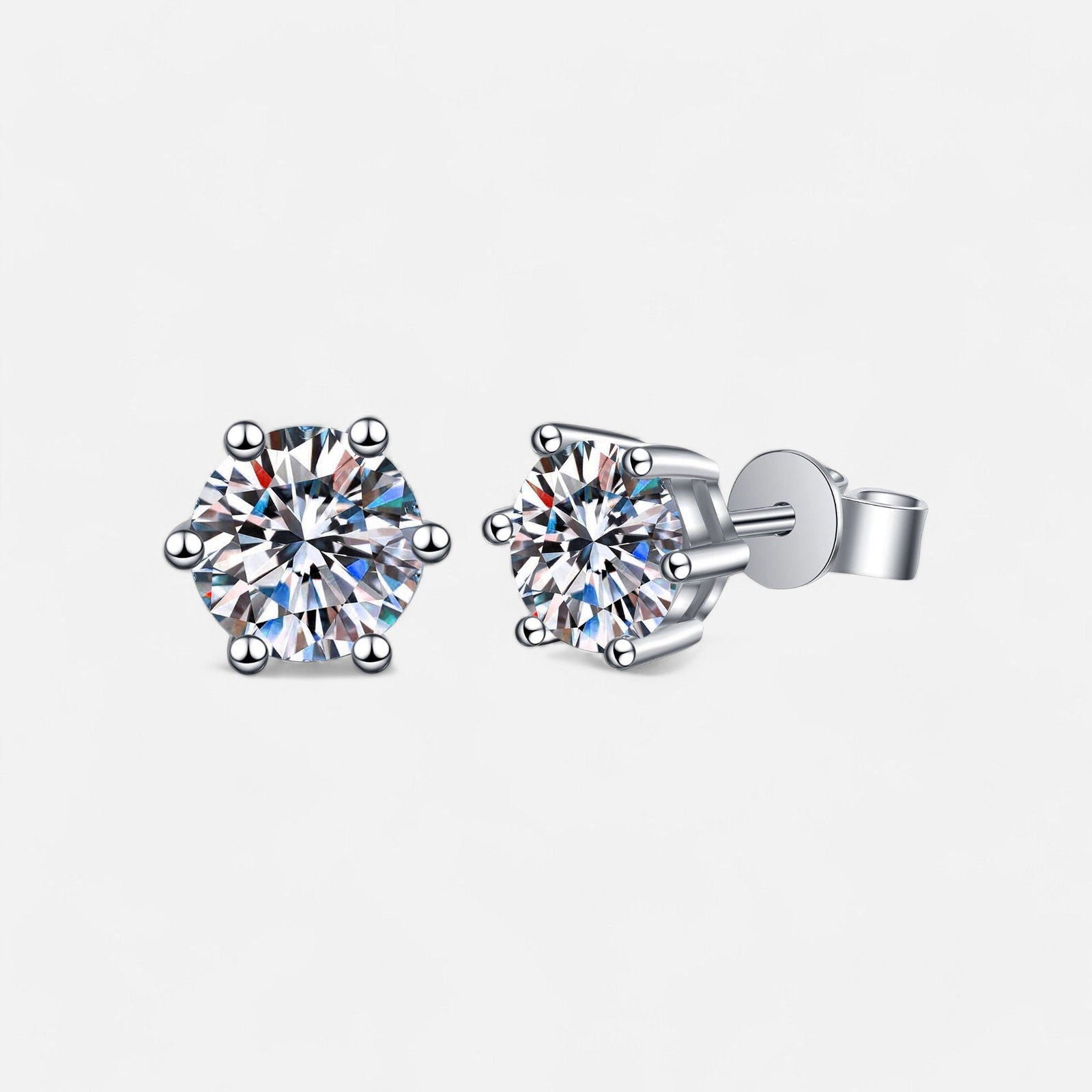 Sterling Silver Radiant Solitaire Earrings - Open Jewellery