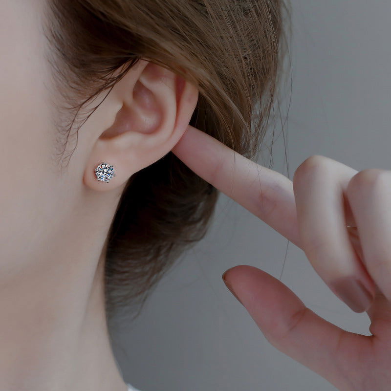Sterling Silver Radiant Solitaire Earrings - Open Jewellery