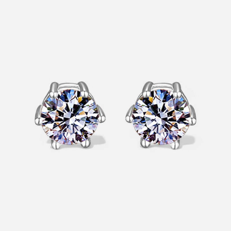 Sterling Silver Radiant Solitaire Earrings - Open Jewellery