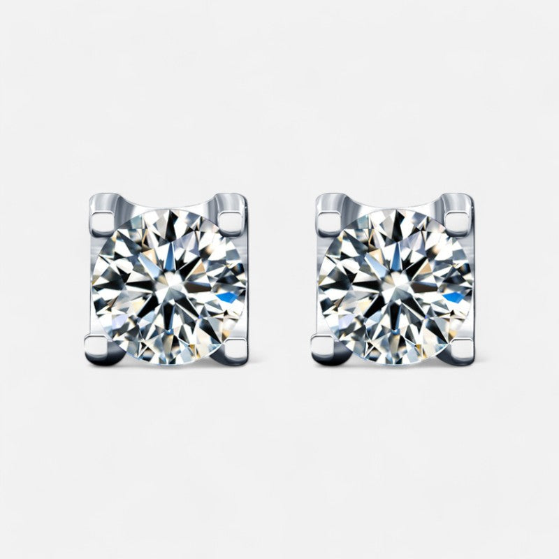 Sterling Silver Radiant Solitaire Earrings - Open Jewellery