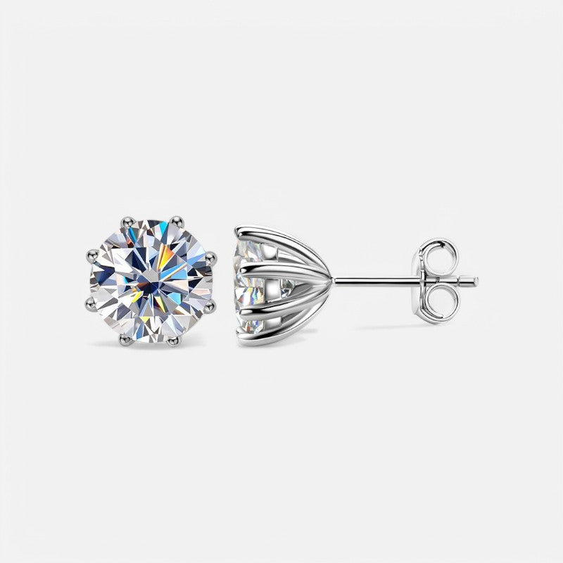 Sterling Silver Radiant Solitaire Earrings - Open Jewellery