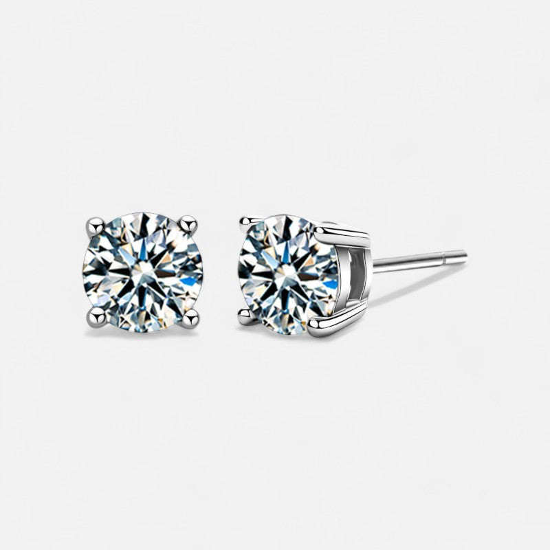 Sterling Silver Radiant Solitaire Earrings - Open Jewellery