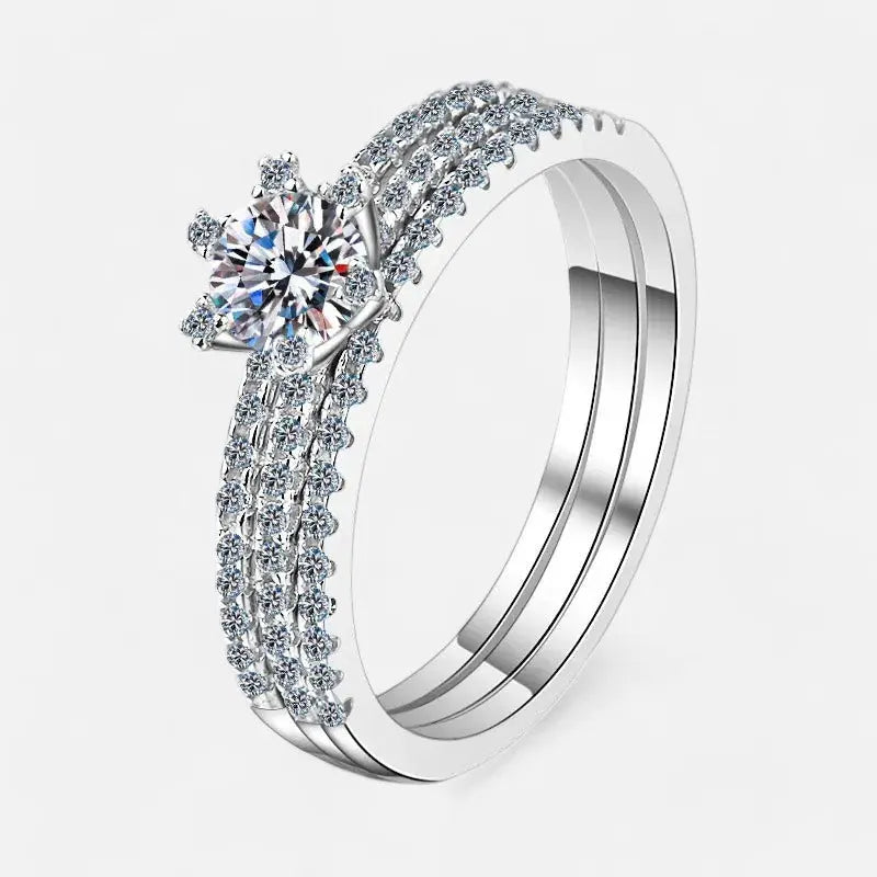 Sterling Silver Sparkling Duo Ring Set - Dolce Vincita