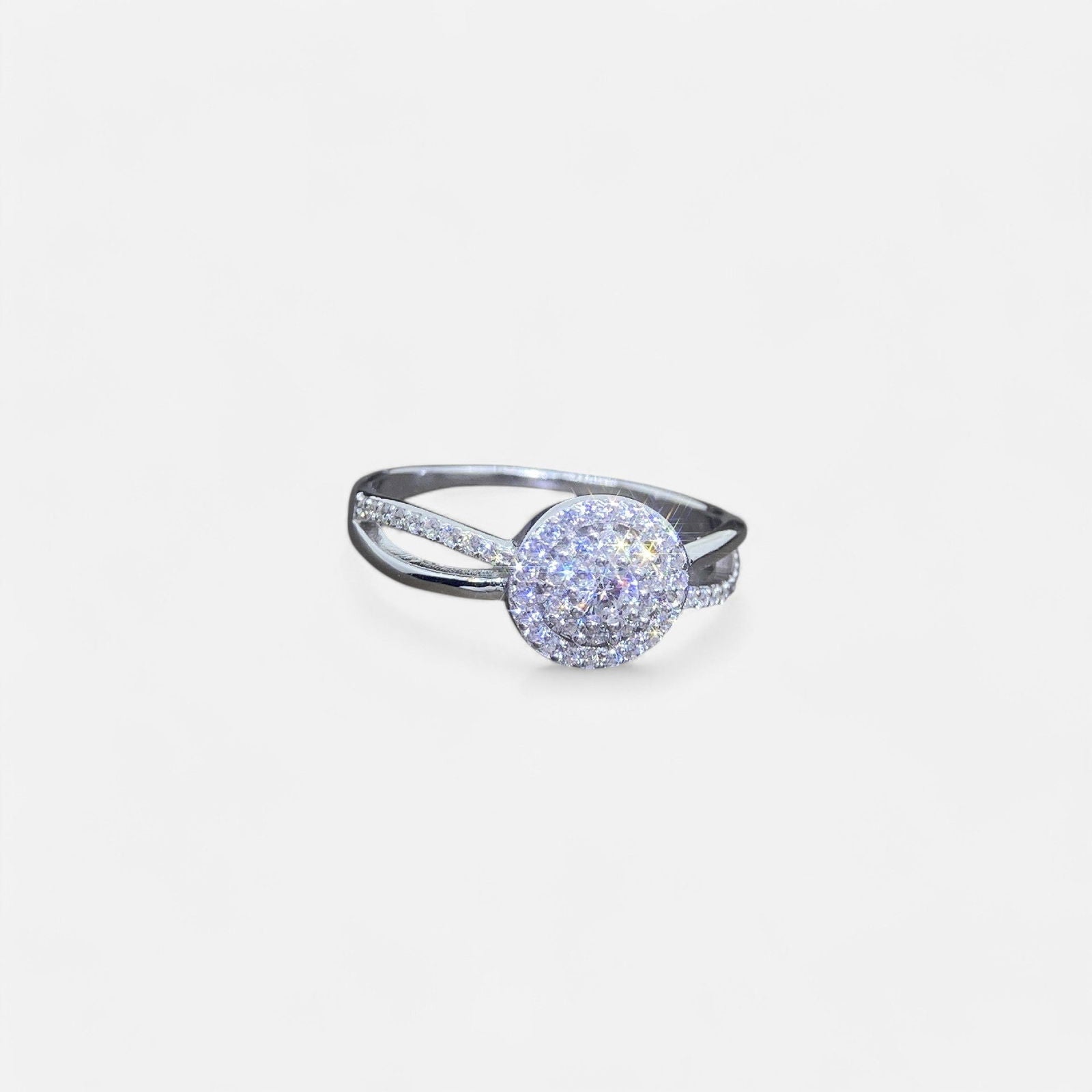 Sterling Silver Sparkling Halo Pavé Ring - Open Jewellery