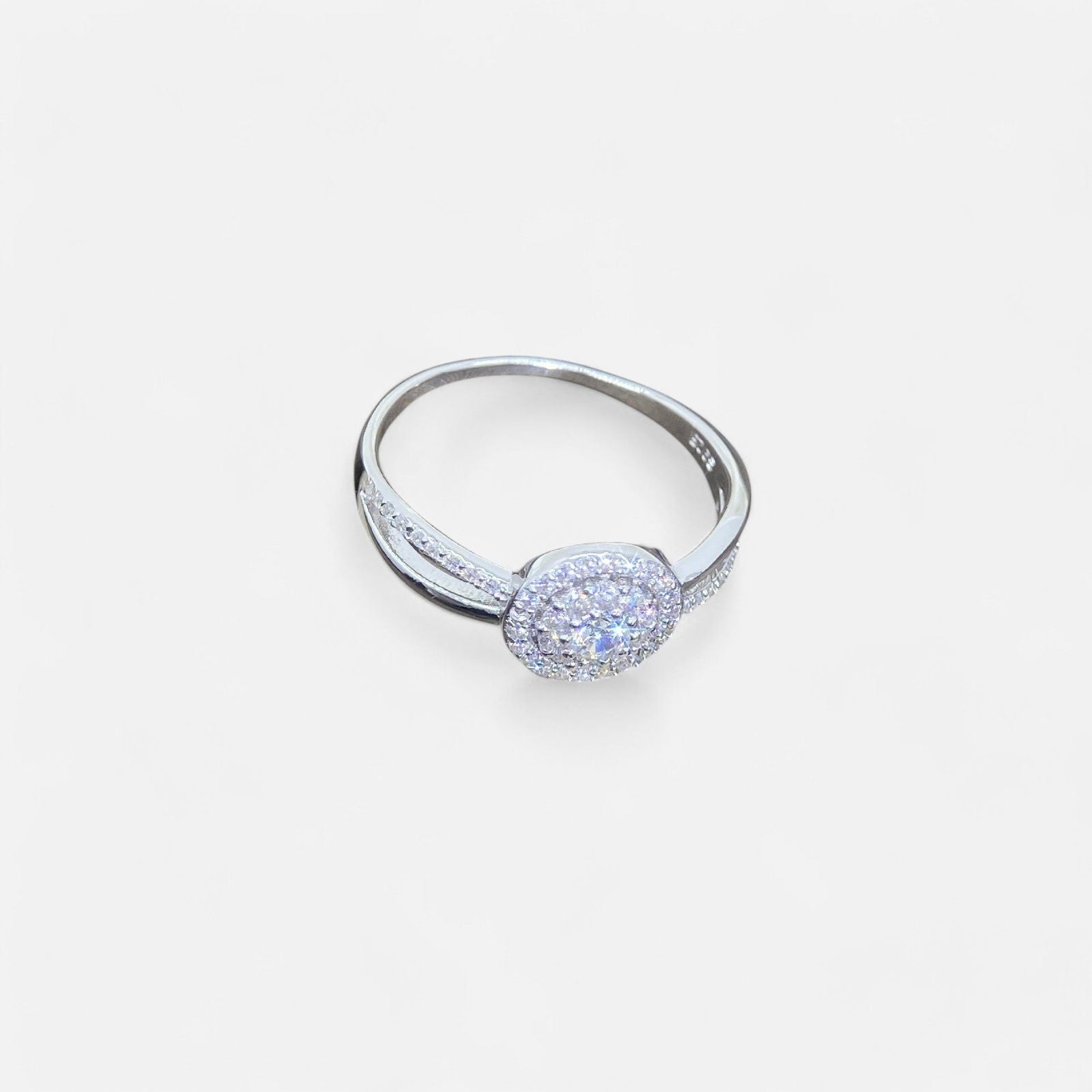 Sterling Silver Sparkling Halo Pavé Ring - Open Jewellery