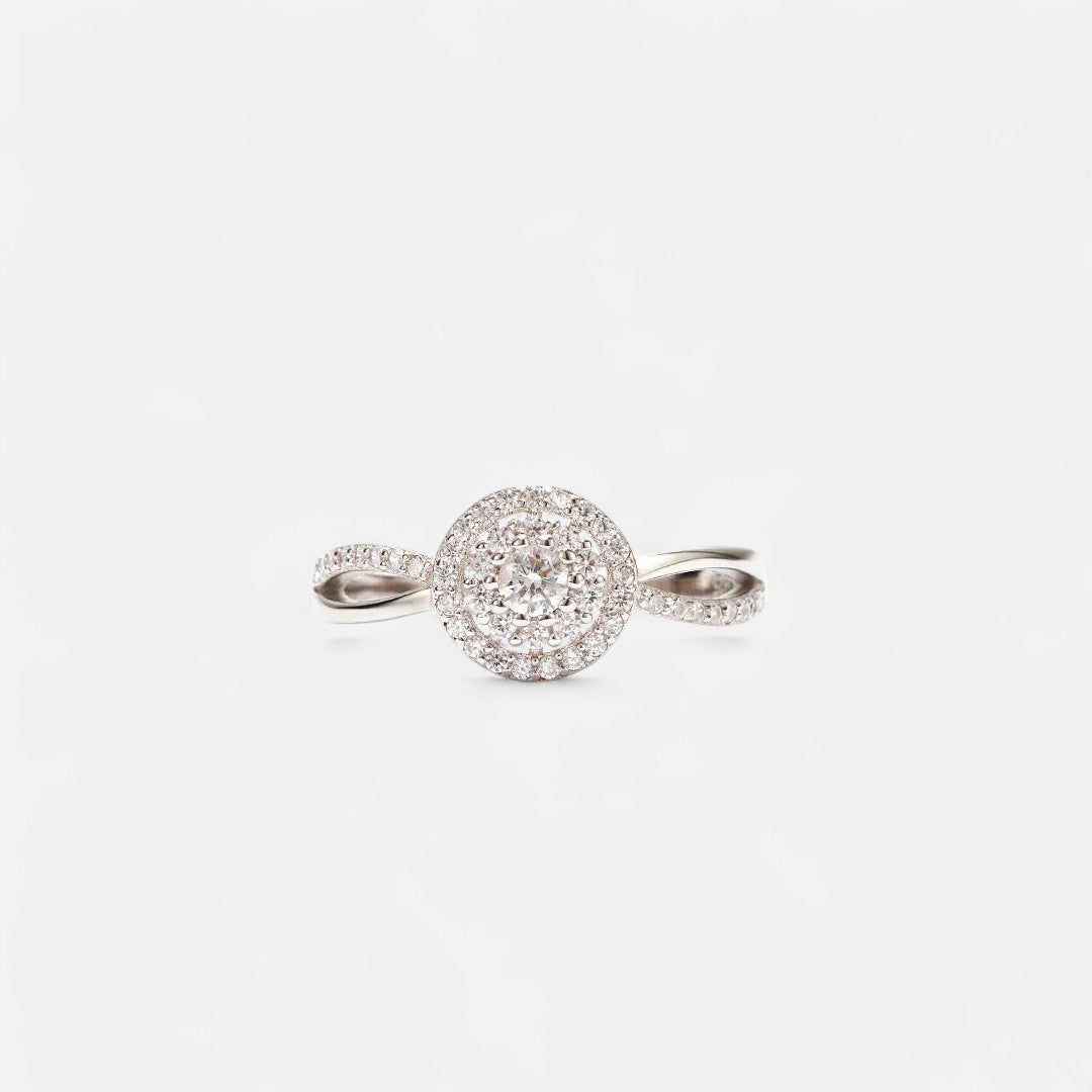 Sterling Silver Sparkling Halo Pavé Ring - Open Jewellery