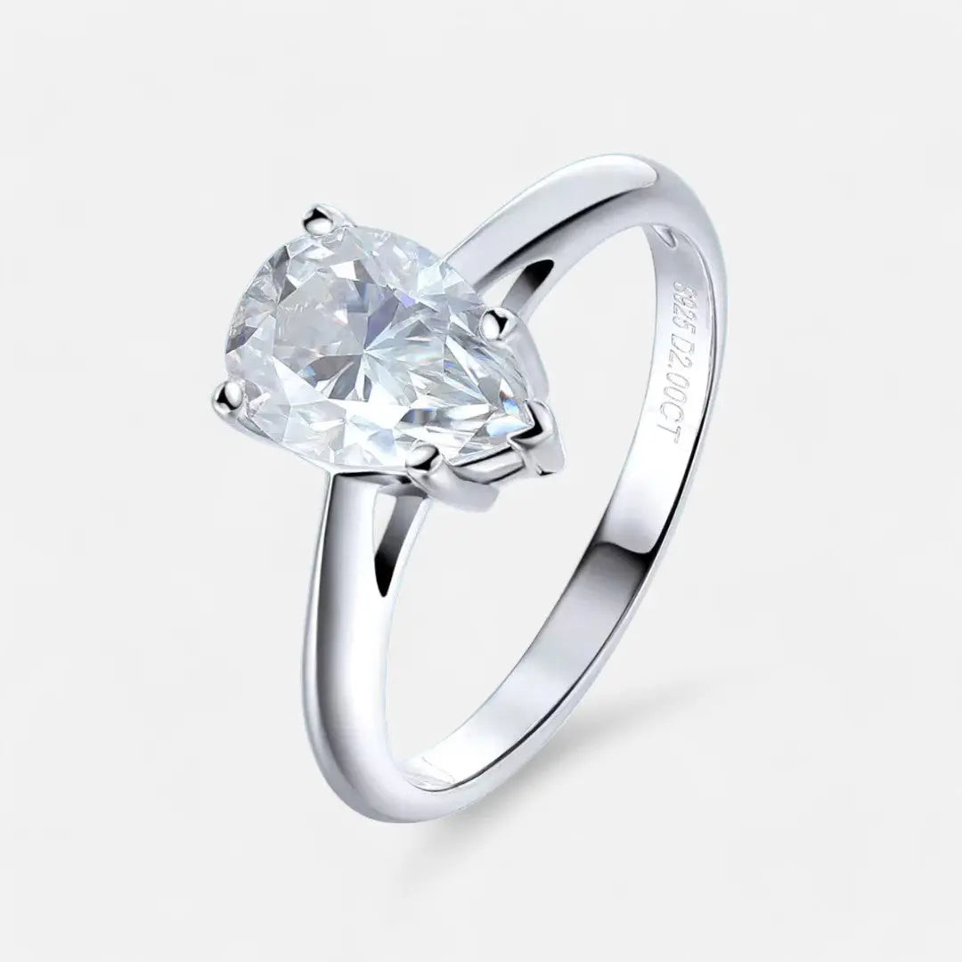 Sterling Silver Tear Solitaire Ring - Dolce Vincita