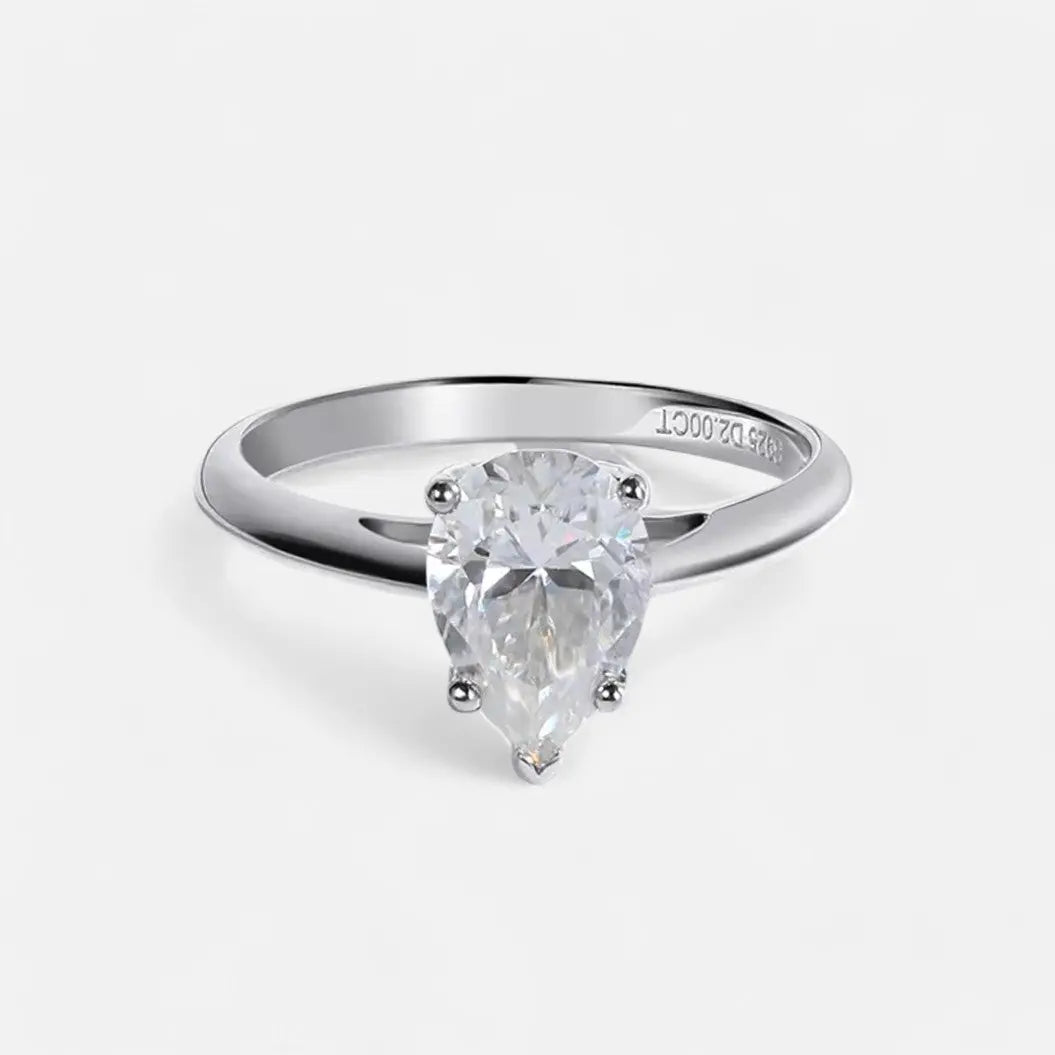 Sterling Silver Tear Solitaire Ring - Dolce Vincita