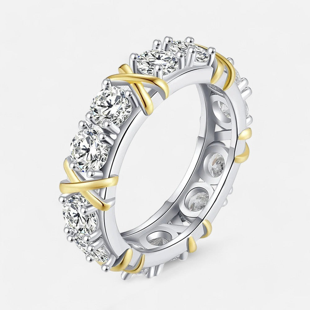 Sterling Silver Two-Tone Crystal Eternity Ring - Dolce Vincita